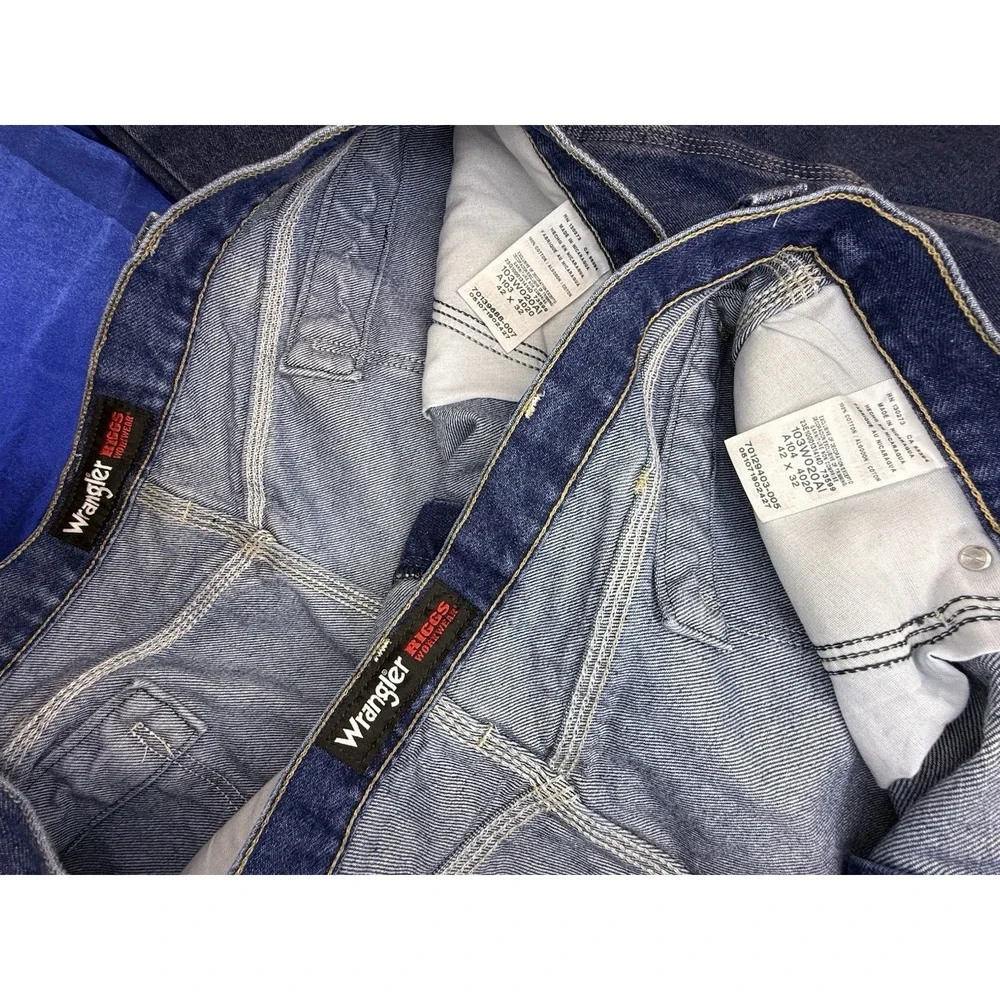 2 Wrangler Riggs Workwear Men's 42x32 Antique Indigo Blue Denim Carpenter Jeans